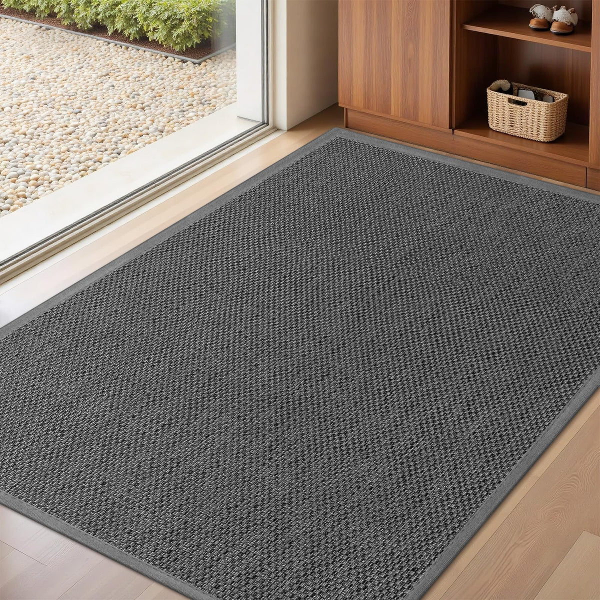 LEKEEPGO Door Mat 17"x29", Non Slip Washable Indoor Door Mat, Khaki