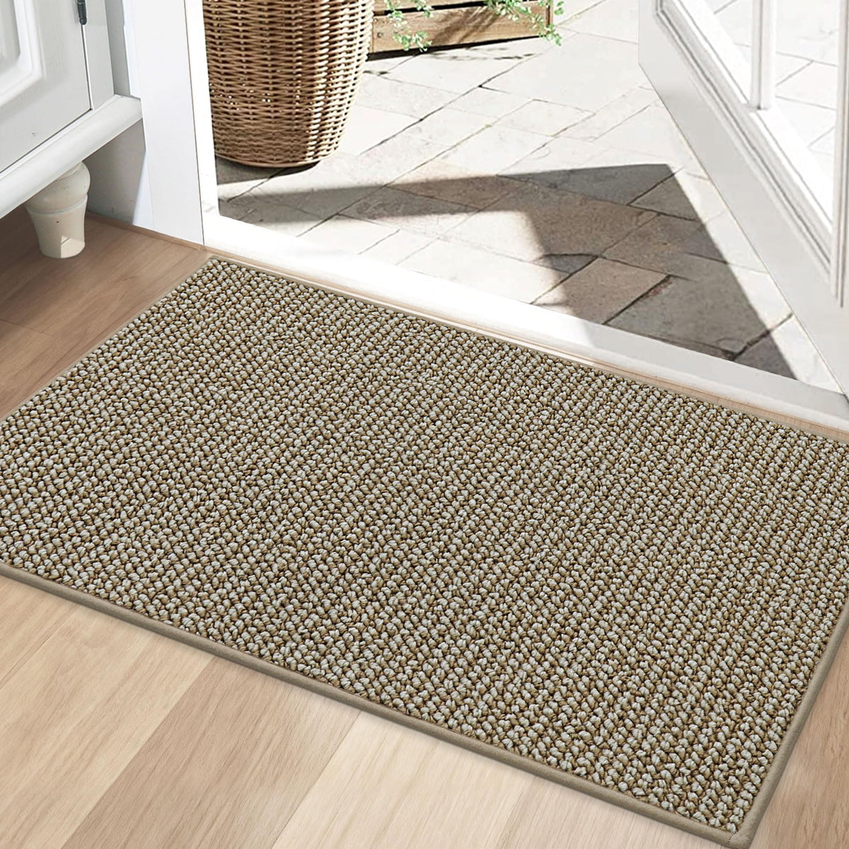 BEQHAUSE Dirt Trapper Door Mat 20" x 32", Non-Slip Washable Doormats, Green