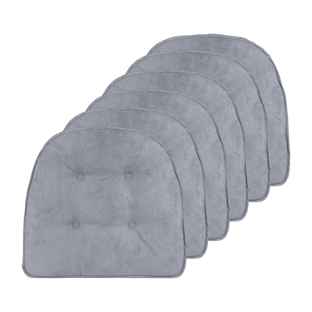 Klear Vu Omega Non-Slip Chair Cushions, Assembled in USA, U-Shaped Skid-Proof Seat Pads for Dining Room, Kitchen, Office, 15"x16" 4 Pack Slub Natural 4 Count