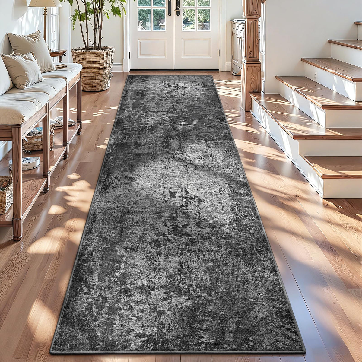 Entrance Rugs Indoor 2x3 Grey Entry Rug Washable Abstract Small Area Rug Non-Slip Low Pile Throw Rugs for Entryway, Kitchen Floor, Front Door Indoor Door Mat, Bathroom, Bedroom Bedside