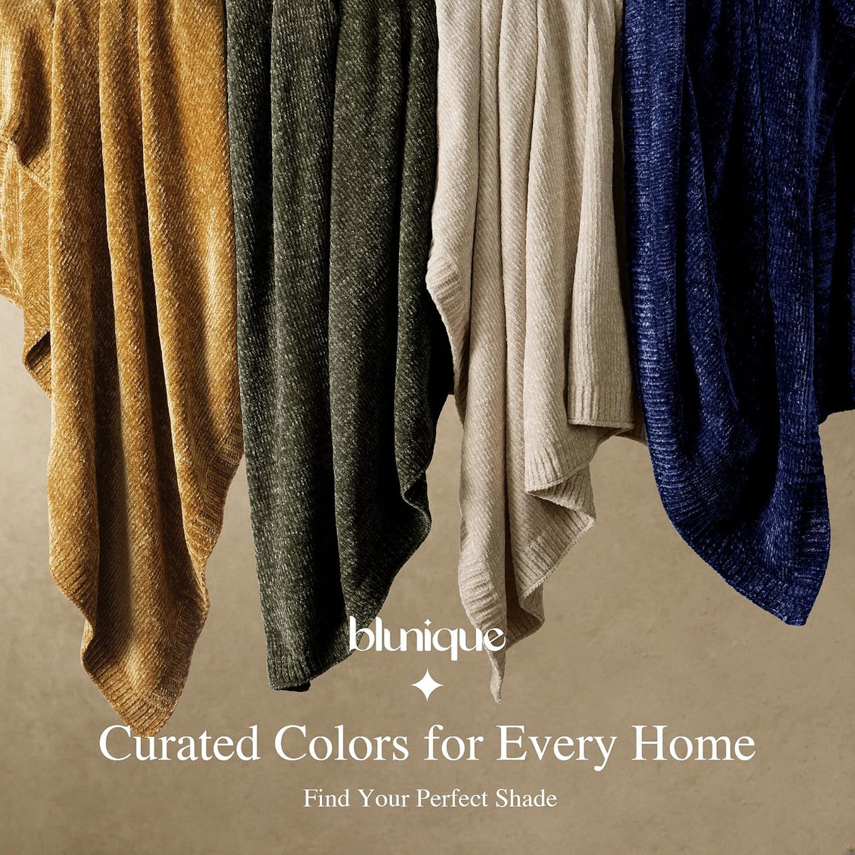 Chenille Throw Blanket for Couch, Cozy Soft Blanket Lightweight Decorative Throw for Living Room Sofa Chair, Stylish Home Decor, Ideal for Gifting, Yellow 50"x60"