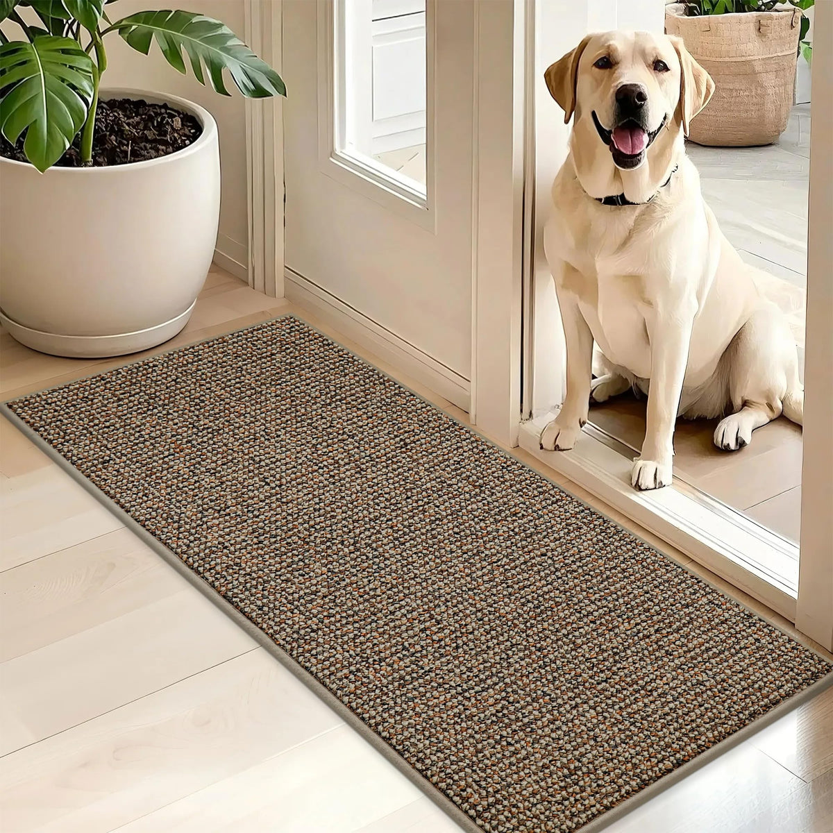 BEQHAUSE Dirt Trapper Door Mat 32" x 48", Non-Slip Washable Doormats, Beige