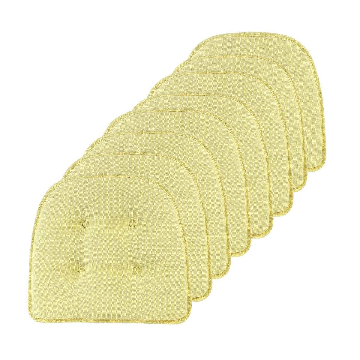 Klear Vu Omega Non-Slip Chair Cushions, Assembled in USA, U-Shaped Skid-Proof Seat Pads for Dining Room, Kitchen, Office, 15"x16" 4 Pack Slub Natural 4 Count