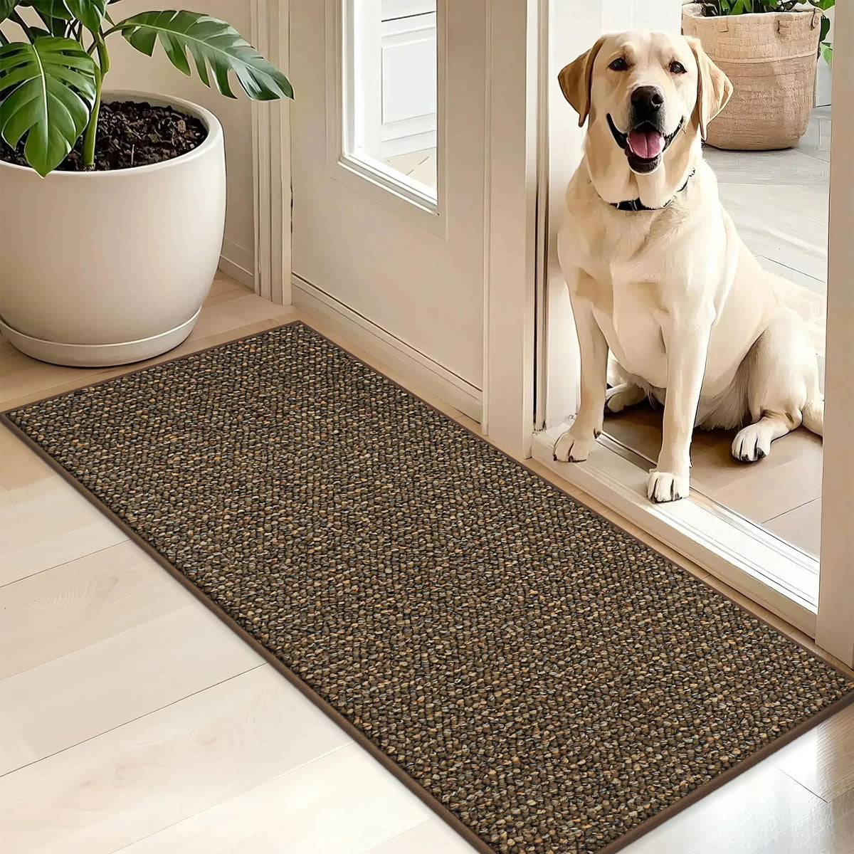 BEQHAUSE Dirt Trapper Door Mat 24" x 36", Non-Slip Washable Doormats, Beige
