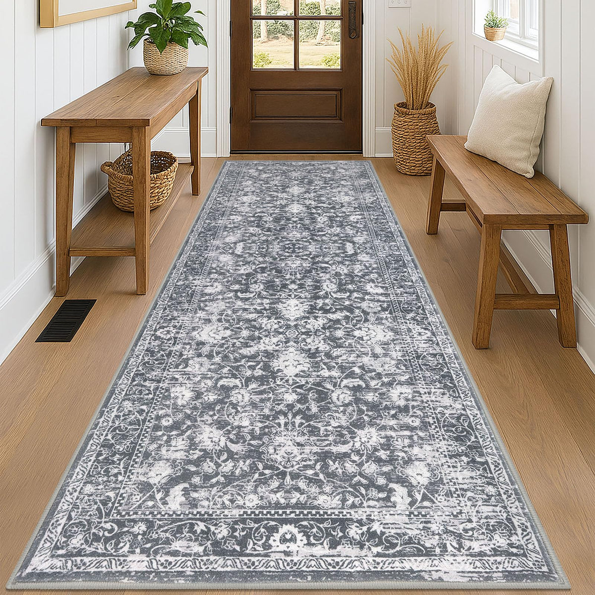 KILOCOCO 2x3 Washable Rug Small Entryway Rugs Indoor Door Mat, Blue/Navy