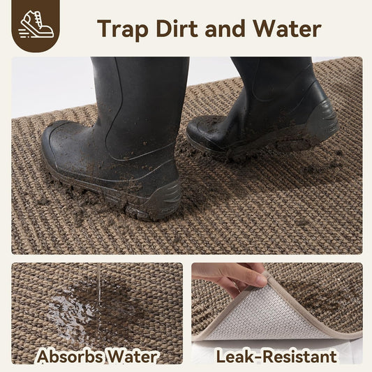 MontVoo Dirt Trapping Door Mat, Non Slip Doormat Inside Entrance 17"x30"