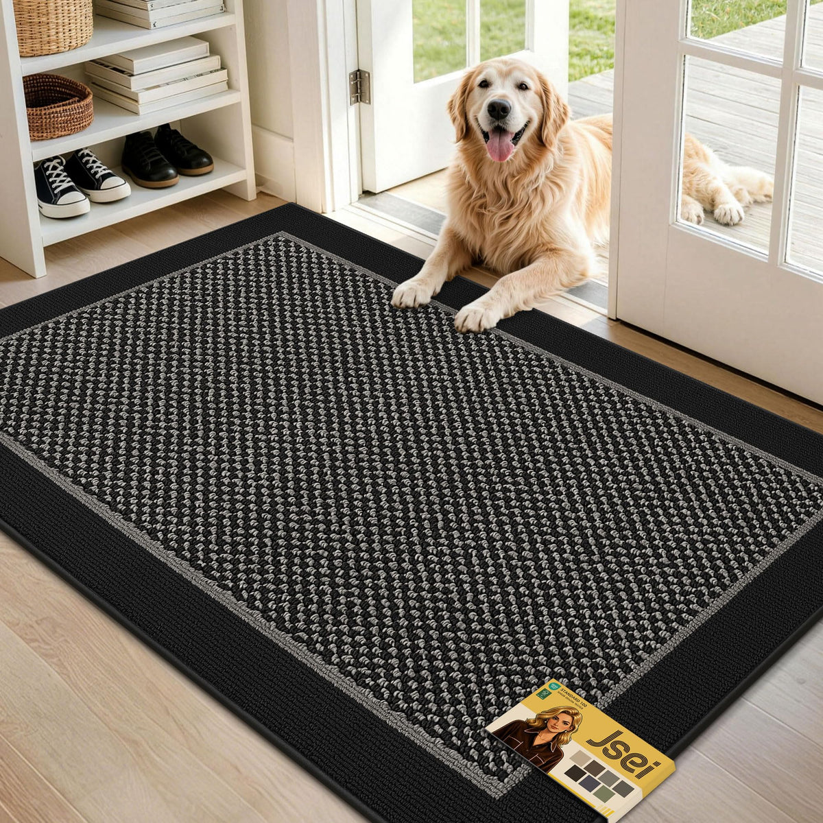 JSEI Dirt Trapper Door Mat 20"x32" , Non-Slip Doormat ,Dark Grey