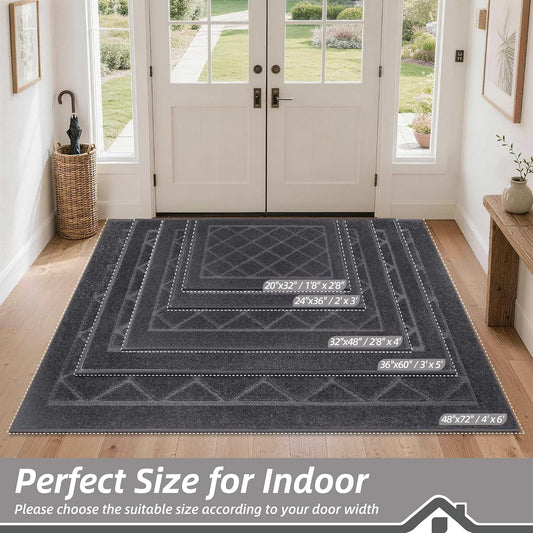 BEQHAUSE Dirt Trapper Door Mat 32" x 48", Doormat Non-Slip, Dark Grey