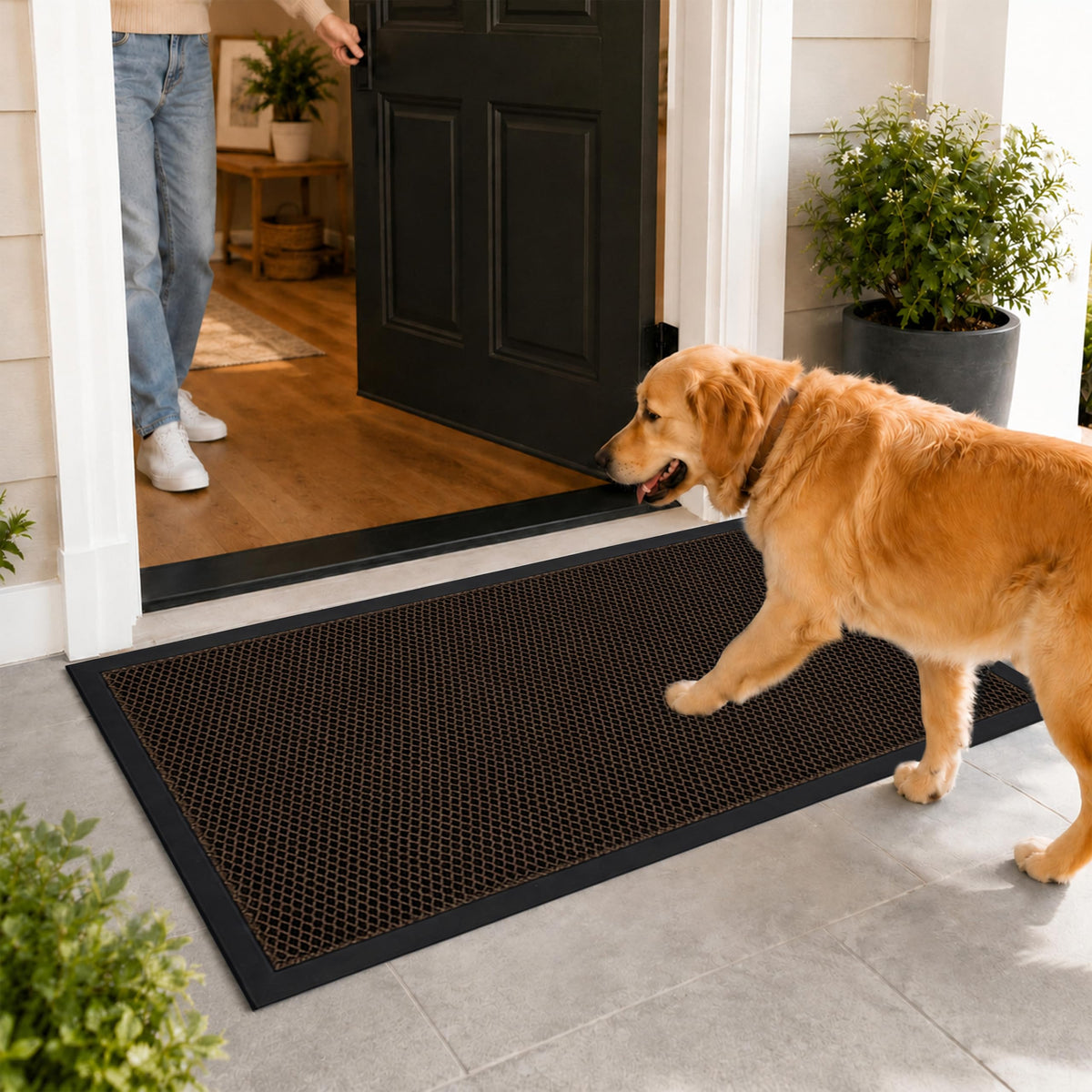 Mibao Meshy Mat Door Mat Heavy-Duty Quick-Dry Floor Mat, Sand & Dirt Trapper for Indoor & Outdoor, Ideal for Entrance, Mudrooms,Patios & Garages, Outside Doormat with Anti-Slip Backing, Grey,30" x 17"