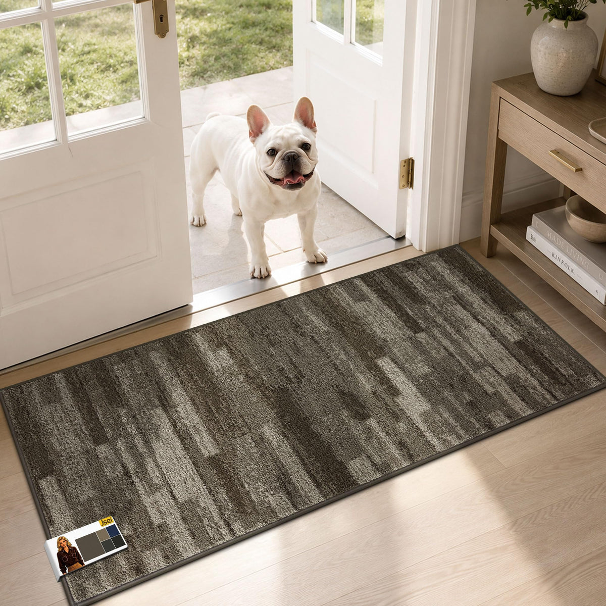 JSEI Dirt Trapper Door Mat 24"x36", Non-Slip Doormat, Blue