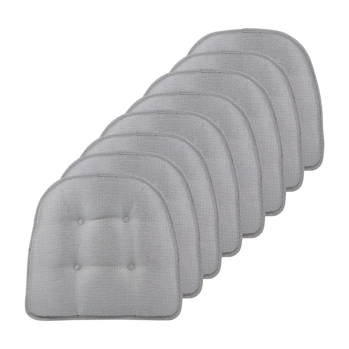 Klear Vu Omega Non-Slip Chair Cushions, Assembled in USA, U-Shaped Skid-Proof Seat Pads for Dining Room, Kitchen, Office, 15"x16" 4 Pack Slub Natural 4 Count