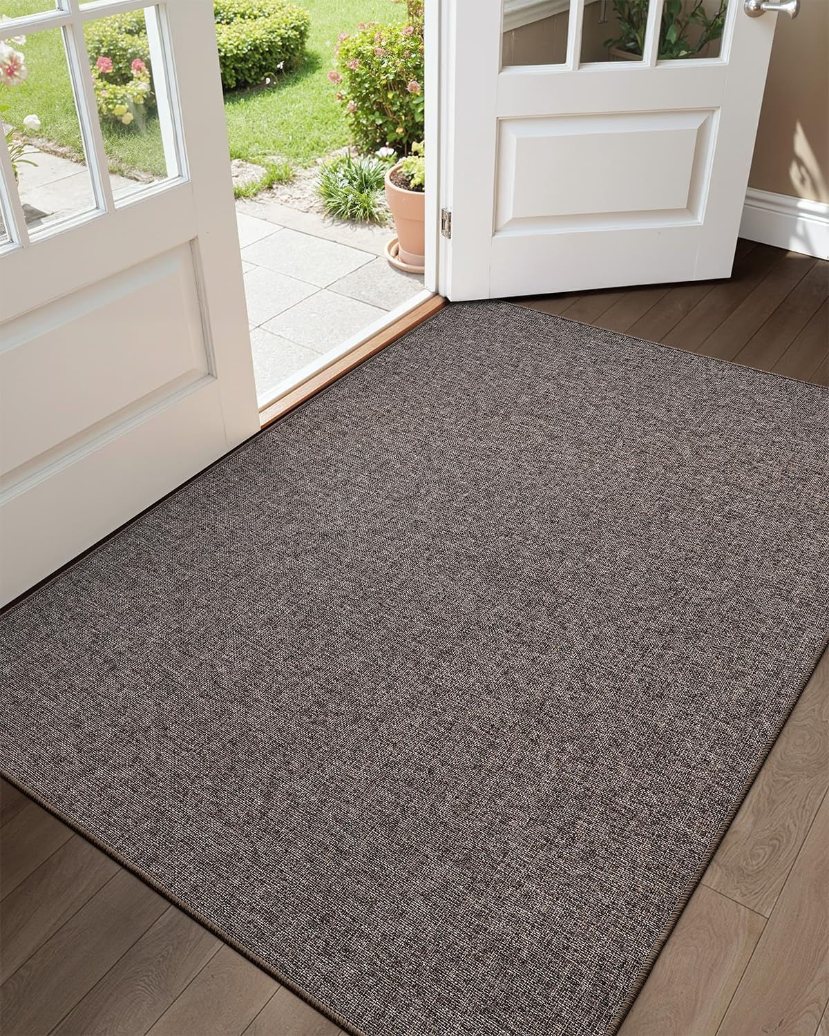 Color&Geometry Ultra-Thin Indoor Door Mat Entrance, 17"x30" Heather Khaki