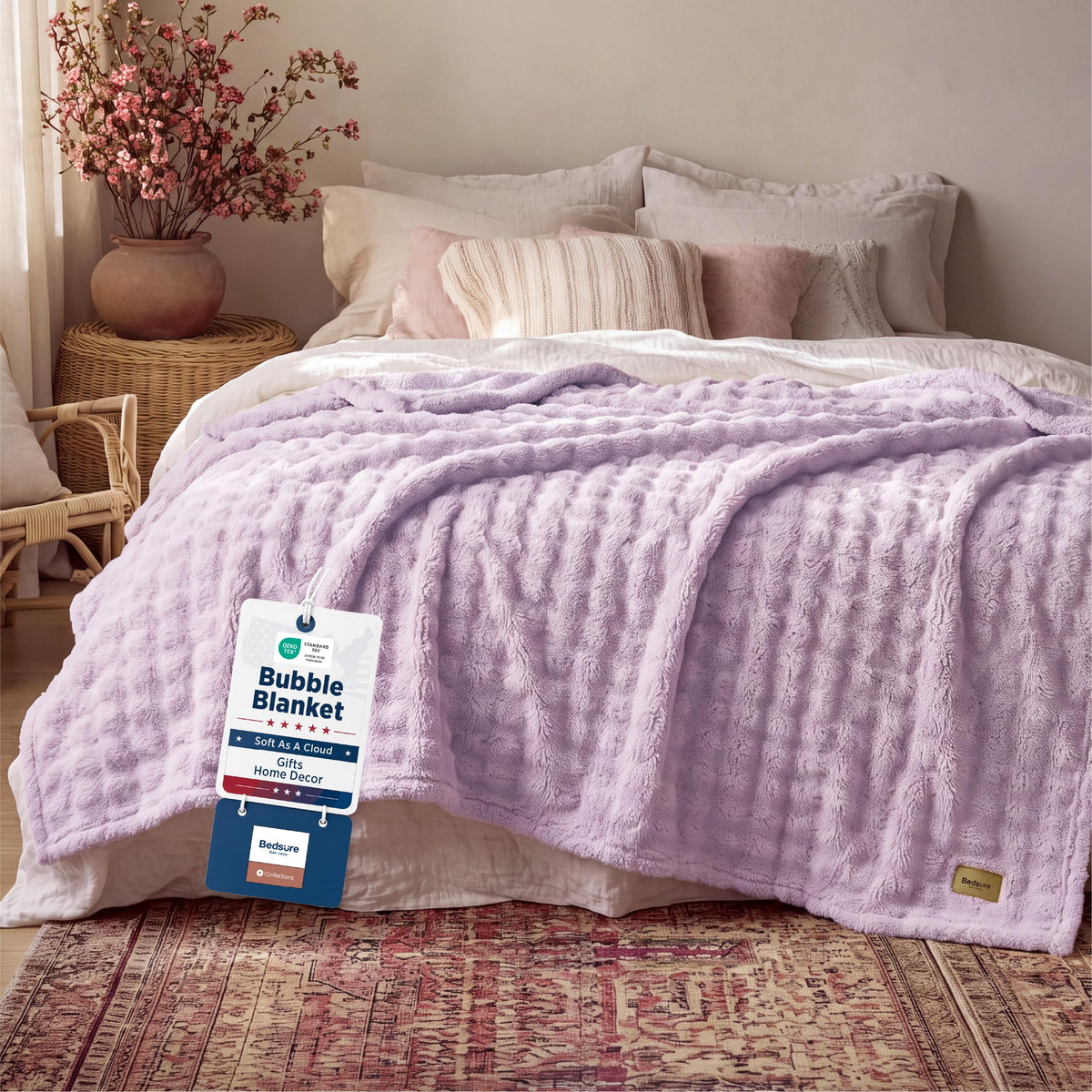 Bedsure Cloud Bubble Blanket, Soft Cozy Throw, Beige, 50"×60"