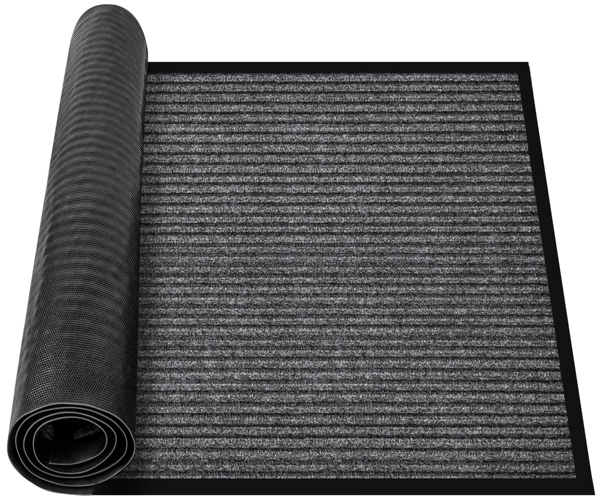MYFAMIREA Commercial Floor Mat 3' x 5' Extra Large Front Door Industrial Rug Heavy Duty Brush Step Entrance Mat Weather Utility Rug with Non Slip Rubber Backing Low Profile for Entryway, Charcoal Grey