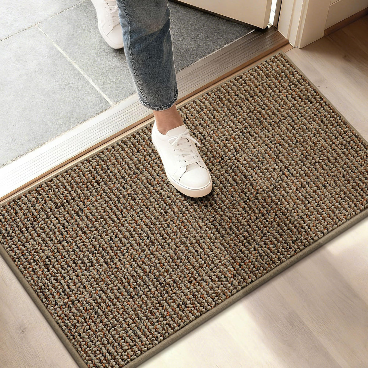 BEQHAUSE Dirt Trapper Door Mat 20" x 32", Non-Slip Washable Doormats, Brown