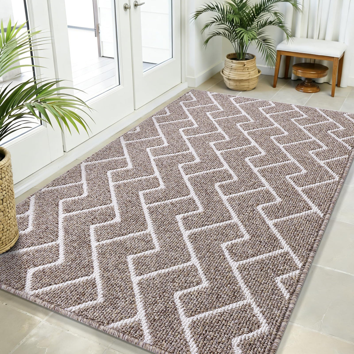 OLANLY Indoor Door Mat 32x20, Low-Profile Dirt Resistant Doormat, Grey