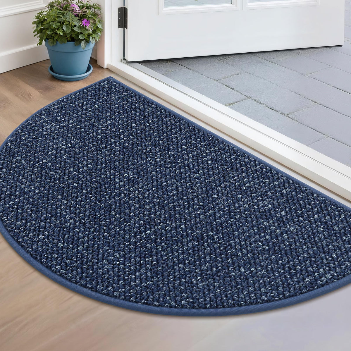 BEQHAUSE Dirt Trapper Door Mat 17" x 30" Half Circle Non Slip Rugs, Taupe