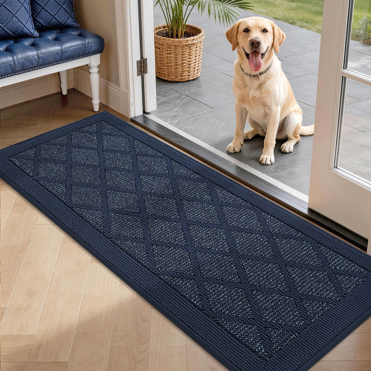 COSY HOMEER Non-Slip Door Mat 20"x32",Entryway Rugs Low Profile,Beige