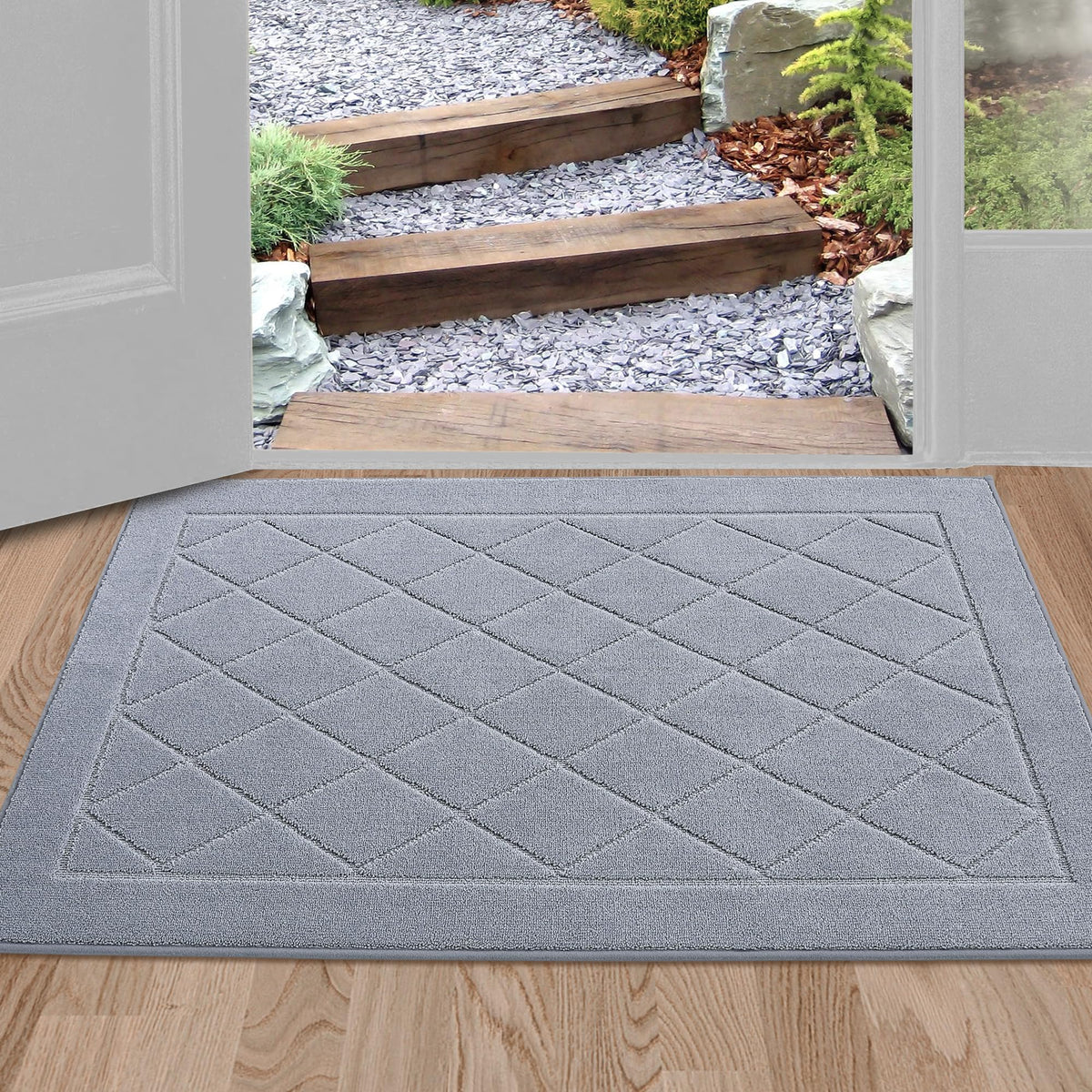 BEQHAUSE Dirt Trapper Door Mat 32" x 48", Doormat Non-Slip, Dark Grey