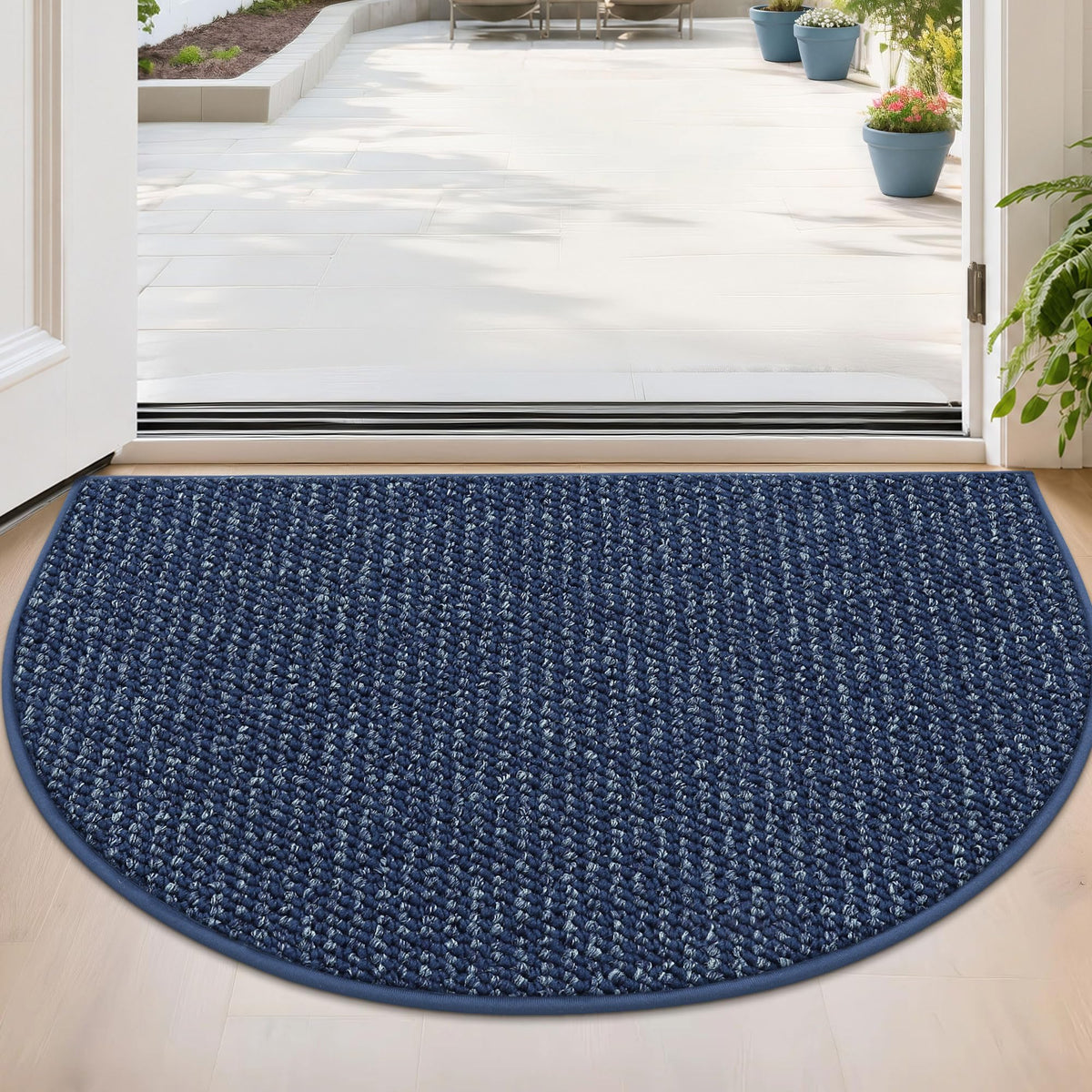 BEQHAUSE Dirt Trapper Door Mat 17" x 30" Half Circle Non Slip Rugs, Taupe