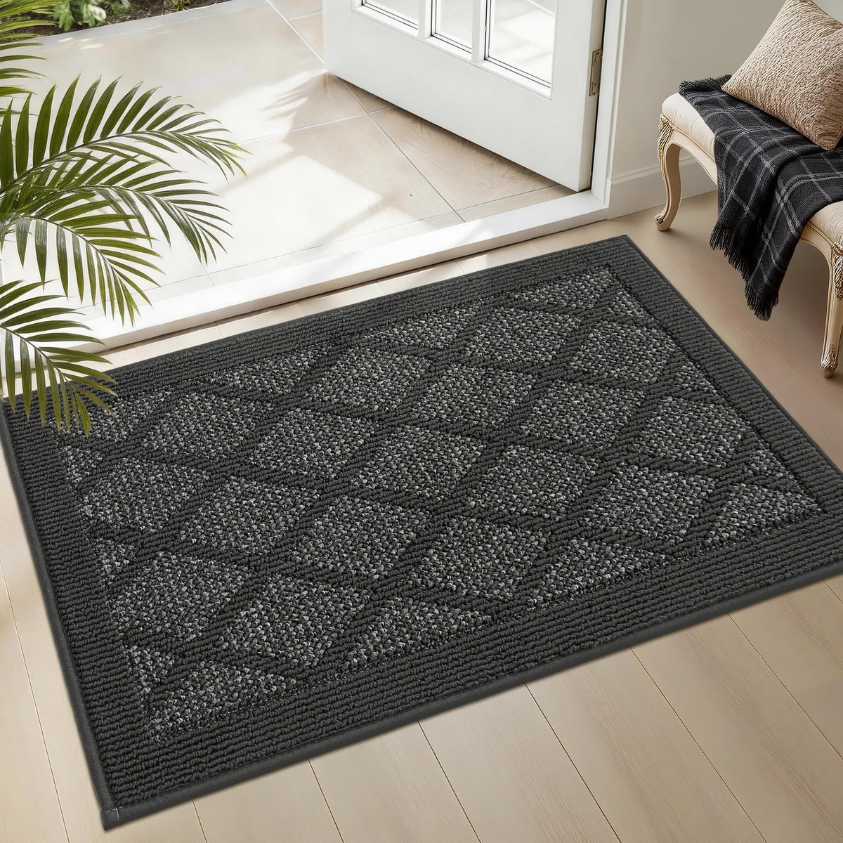 COSY HOMEER Non-Slip Door Mat 20"x32",Entryway Rugs Low Profile,Beige