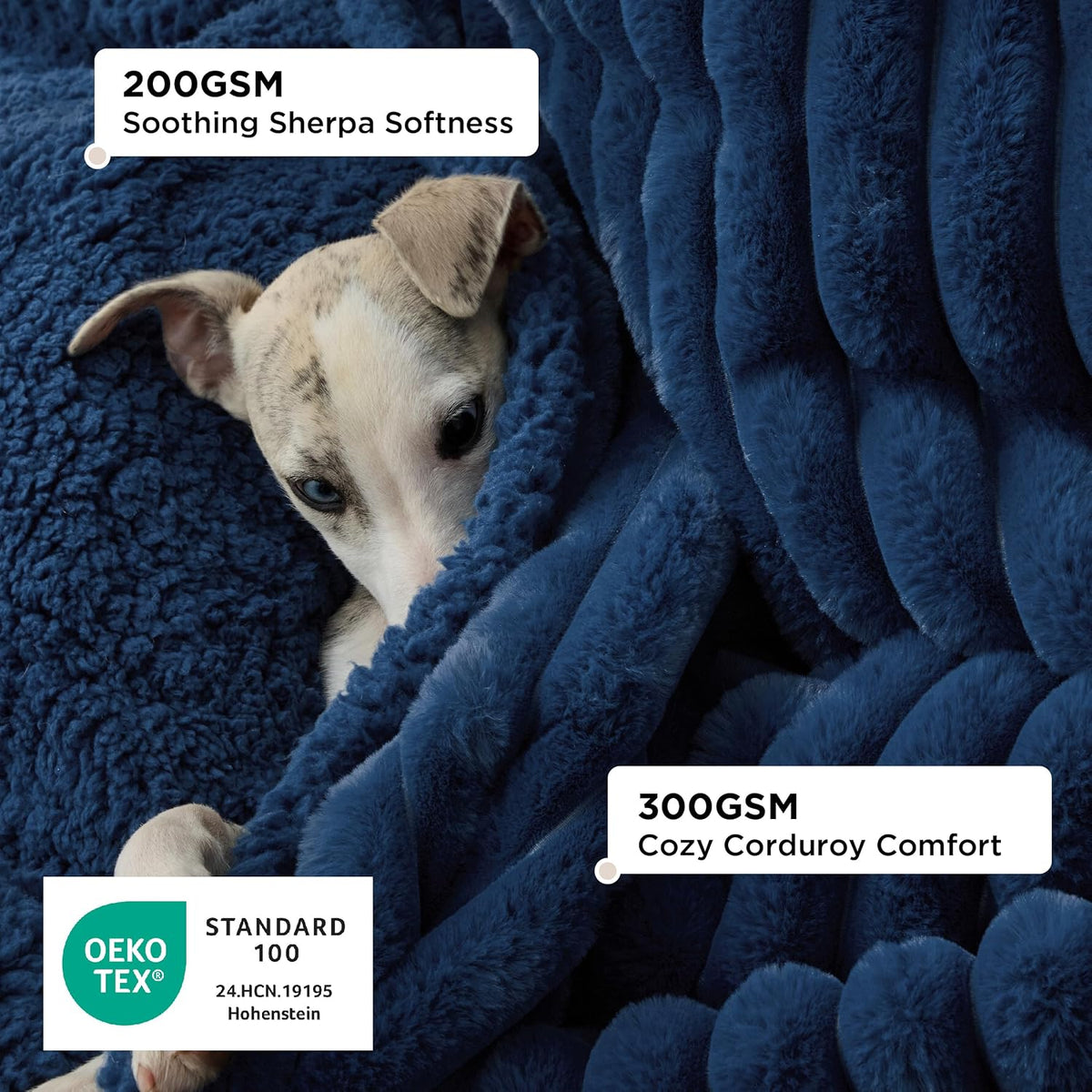 Bedsure ComfyFleece® Waterproof Dog Blankets for Large Dogs,50x60