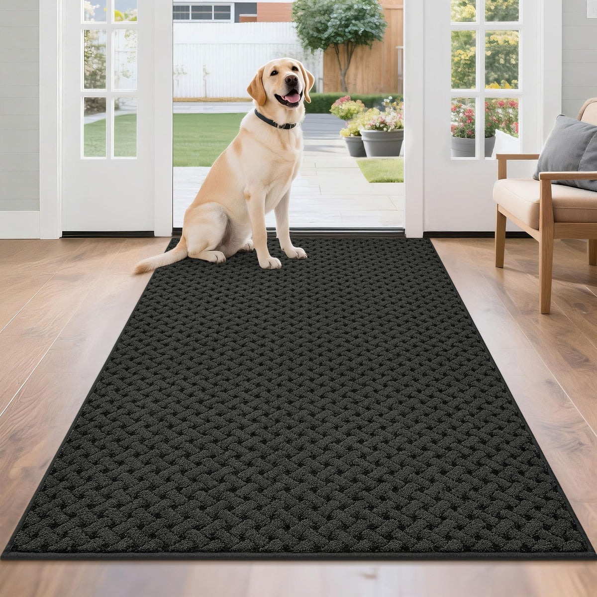 BEQHAUSE Dirt Trapper Door Mat Non-Slip Entryway Rugs, 24" x 36", Beige