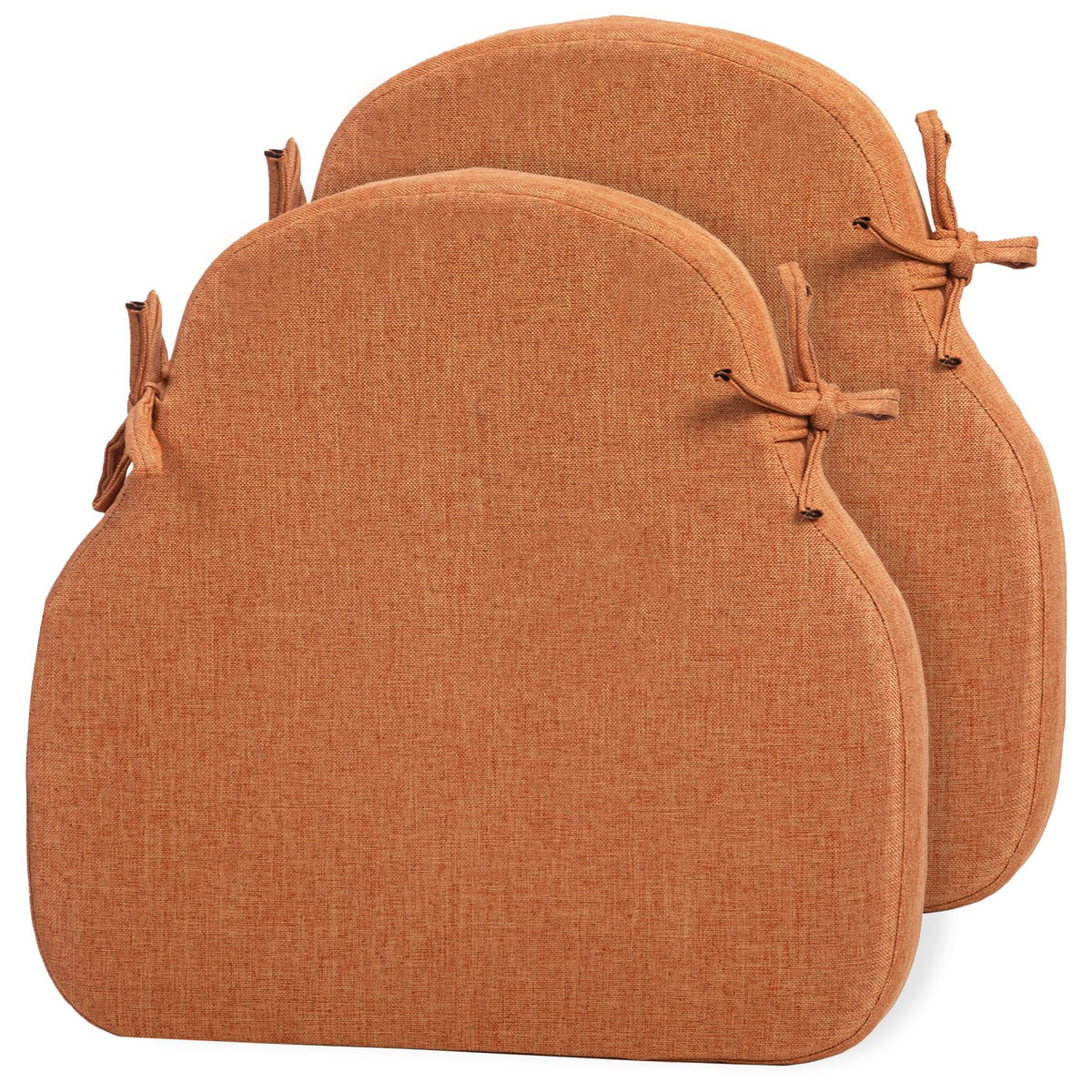 Brown Striped Winsor Chair Cushions Pads with Ties Set of 2