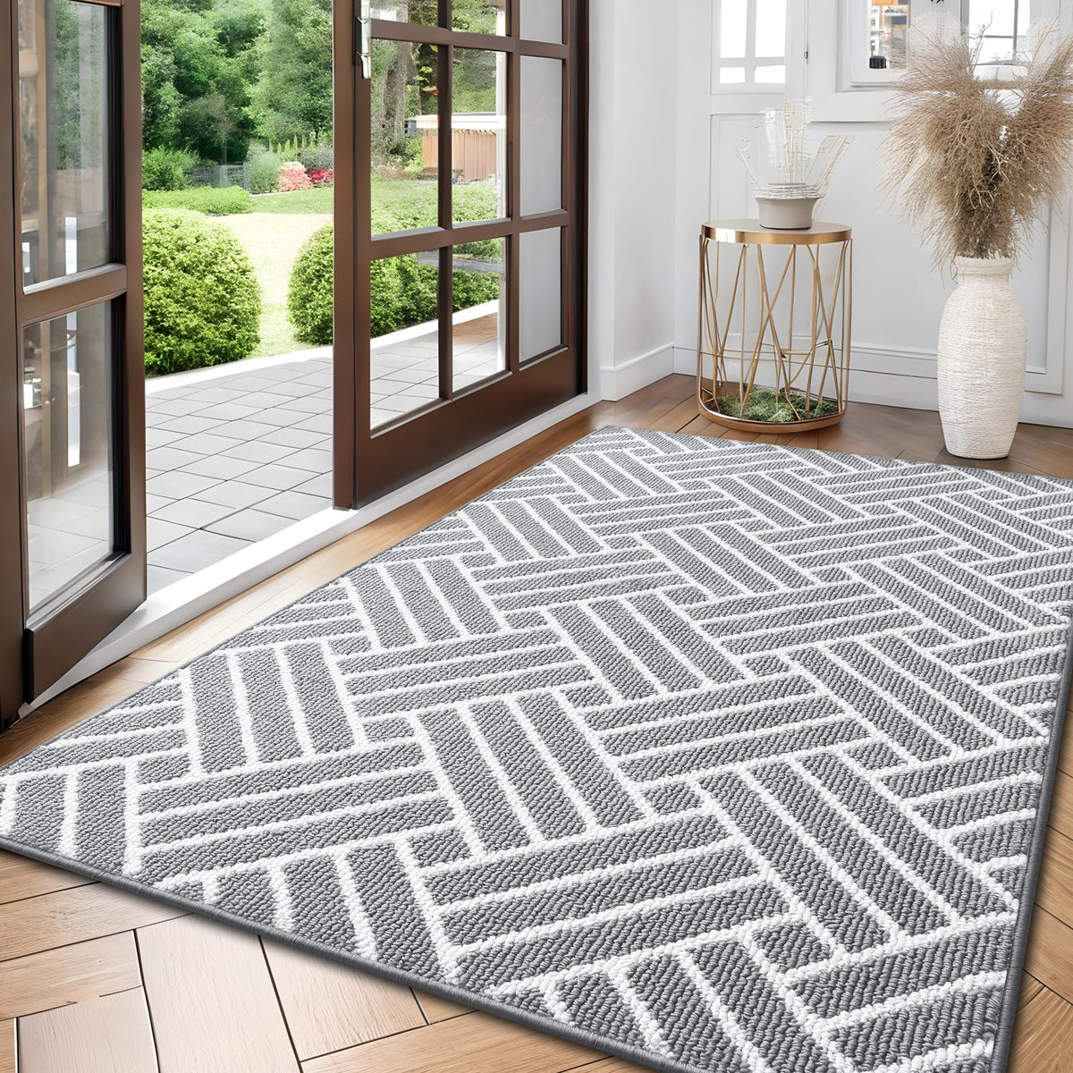 OLANLY Indoor Door Mat 32x20, Low-Profile Dirt Resistant Doormat, Grey