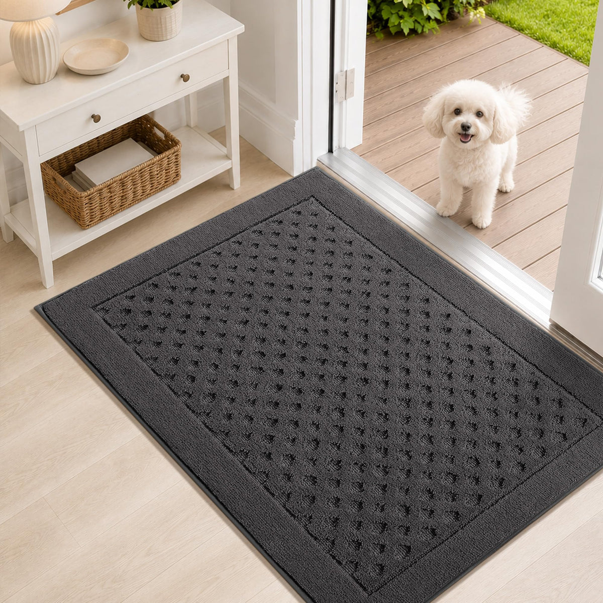 Dirt Trapper Door Mat 24"x 36", Non-Slip Entryway Rugs, Beige