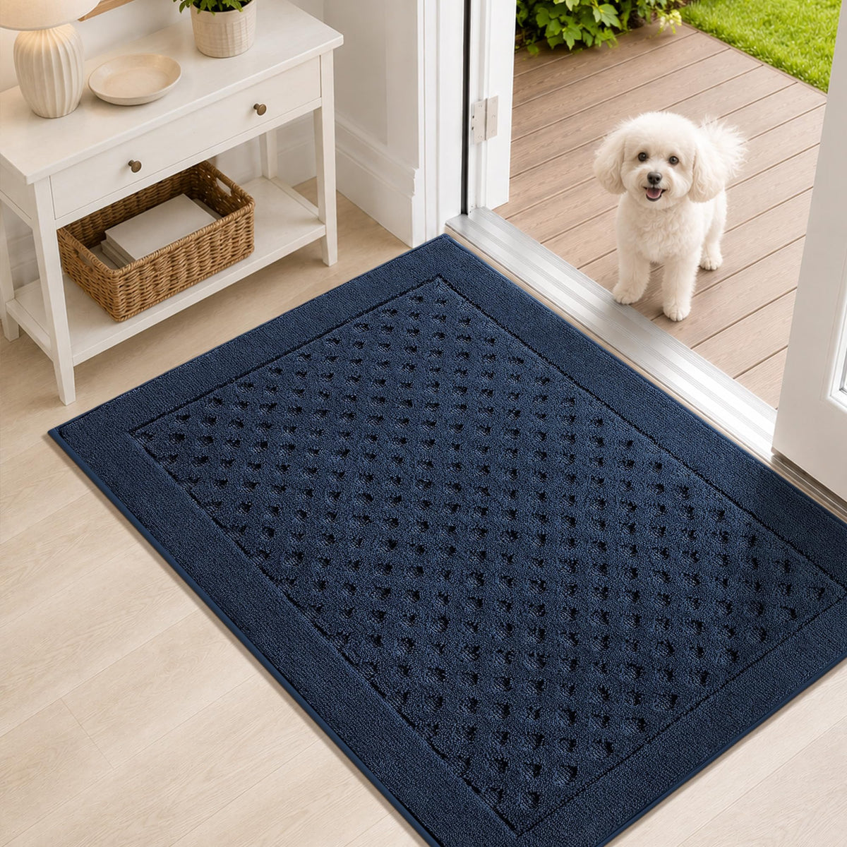 Dirt Trapper Door Mat 24"x 36", Non-Slip Entryway Rugs, Beige