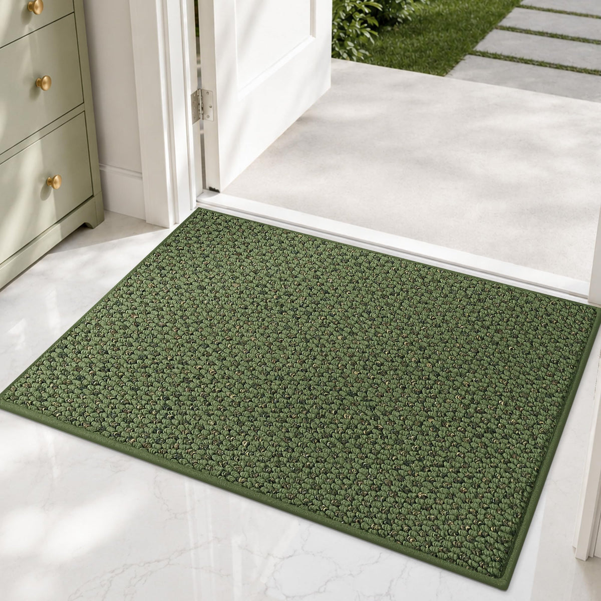 COSY HOMEER Door Mat Non-Slip Entryway Rugs Dirt Trapper, 17"x30", Beige