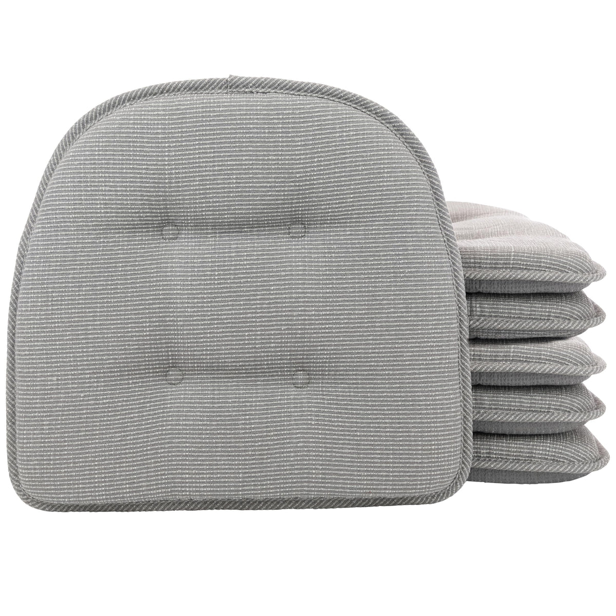Klear Vu Omega Non-Slip Chair Cushions, Assembled in USA, U-Shaped Skid-Proof Seat Pads for Dining Room, Kitchen, Office, 15"x16" 4 Pack Slub Natural 4 Count