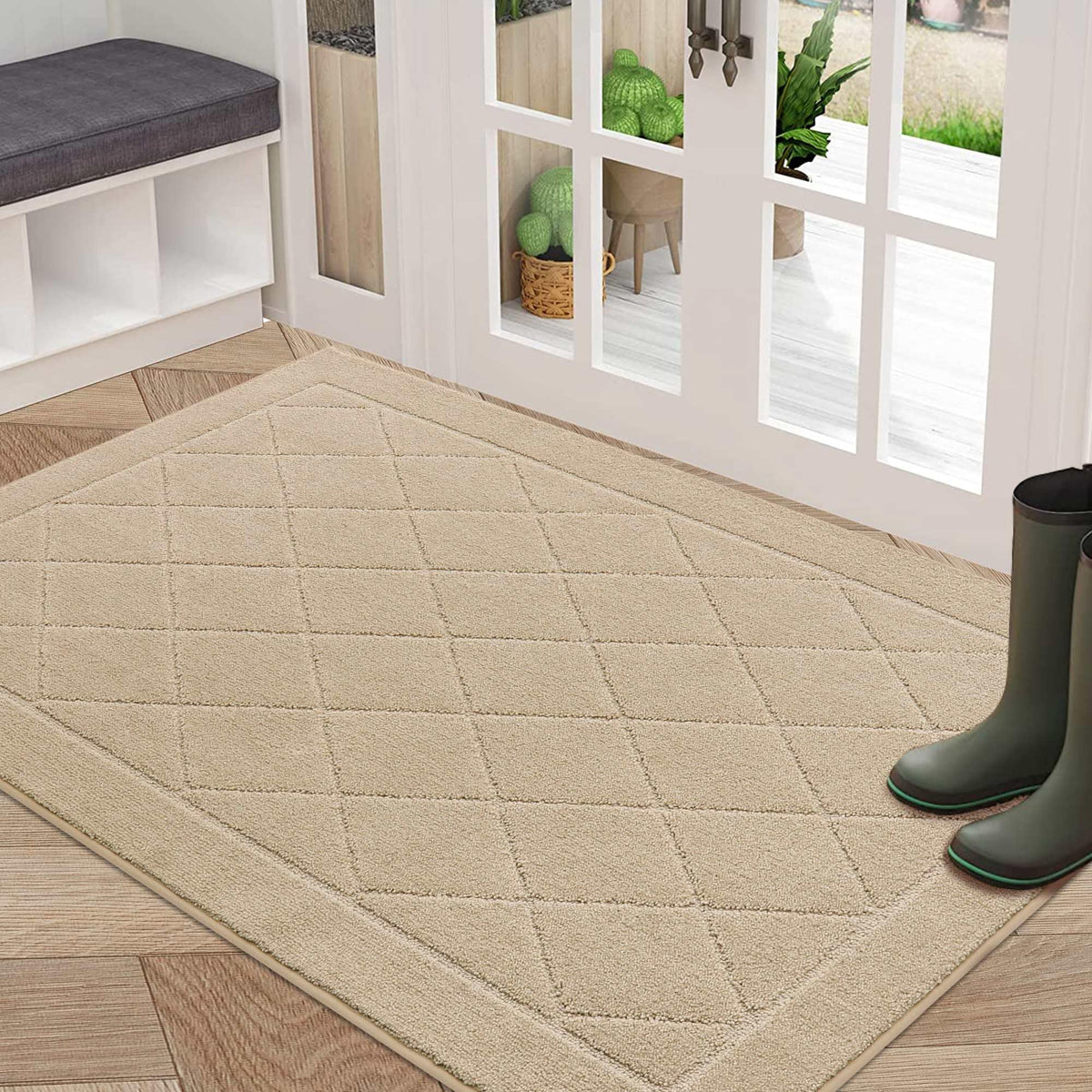 BEQHAUSE Dirt Trapper Door Mat 32" x 48", Doormat Non-Slip, Dark Grey