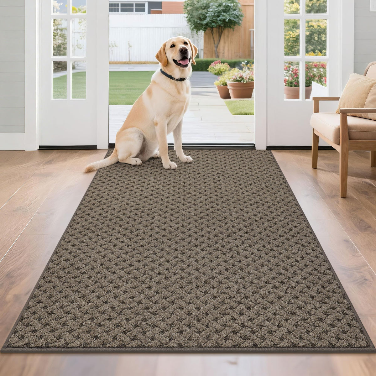 BEQHAUSE Dirt Trapper Door Mat Non-Slip Entryway Rugs, 24" x 36", Beige
