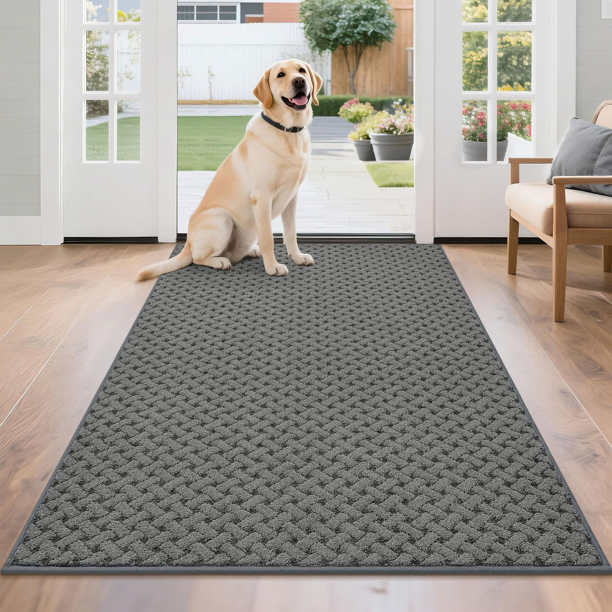 BEQHAUSE Dirt Trapper Door Mat Non-Slip Entryway Rugs, 24" x 36", Beige