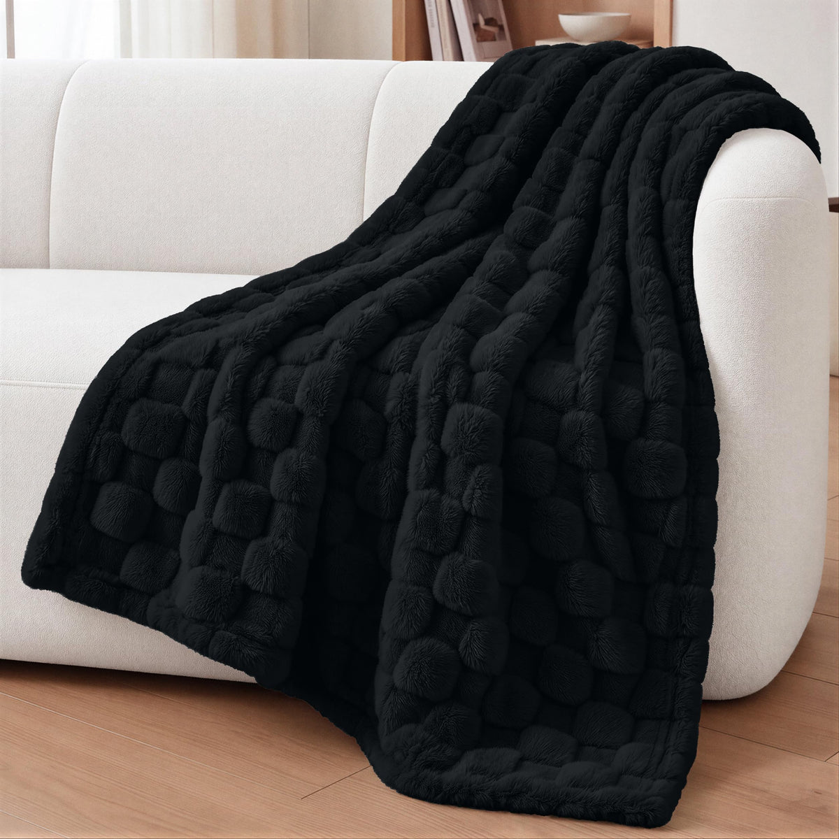 Utopia Bedding Plush Checkered Fleece Blanket Cool Grey Throw, 50x60 Inch