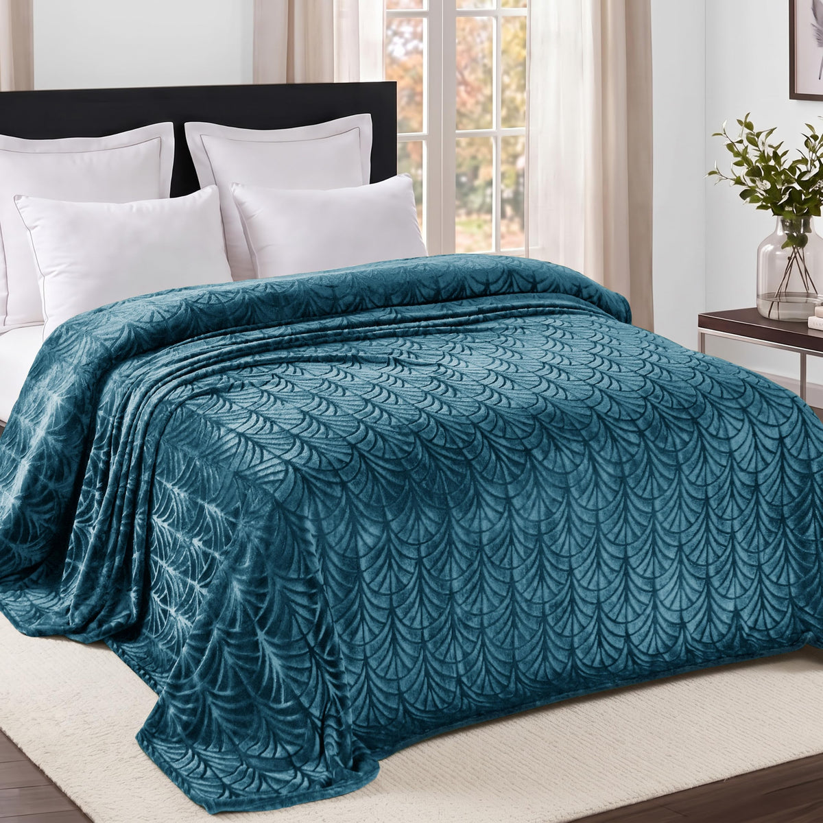 Whale Flotilla Soft Flannel Fleece Throw Blanket for Couch, Olive Green