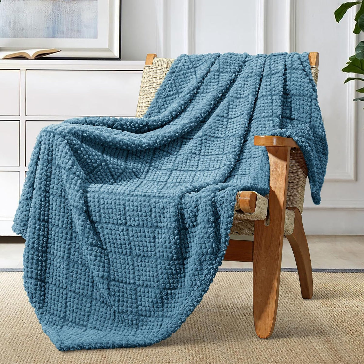 Whale Flotilla Soft Fleece Throw Blanket for Couch, Slate Blue