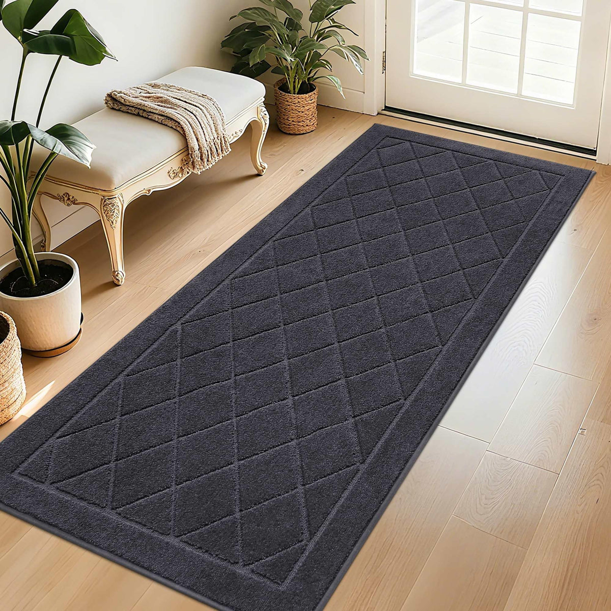 BEQHAUSE Dirt Trapper Door Mat 32" x 48", Doormat Non-Slip, Dark Grey