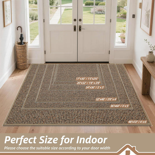 BEQHAUSE Dirt Trapper Door Mat 24" x 36", Non-Slip Washable Doormats, Beige