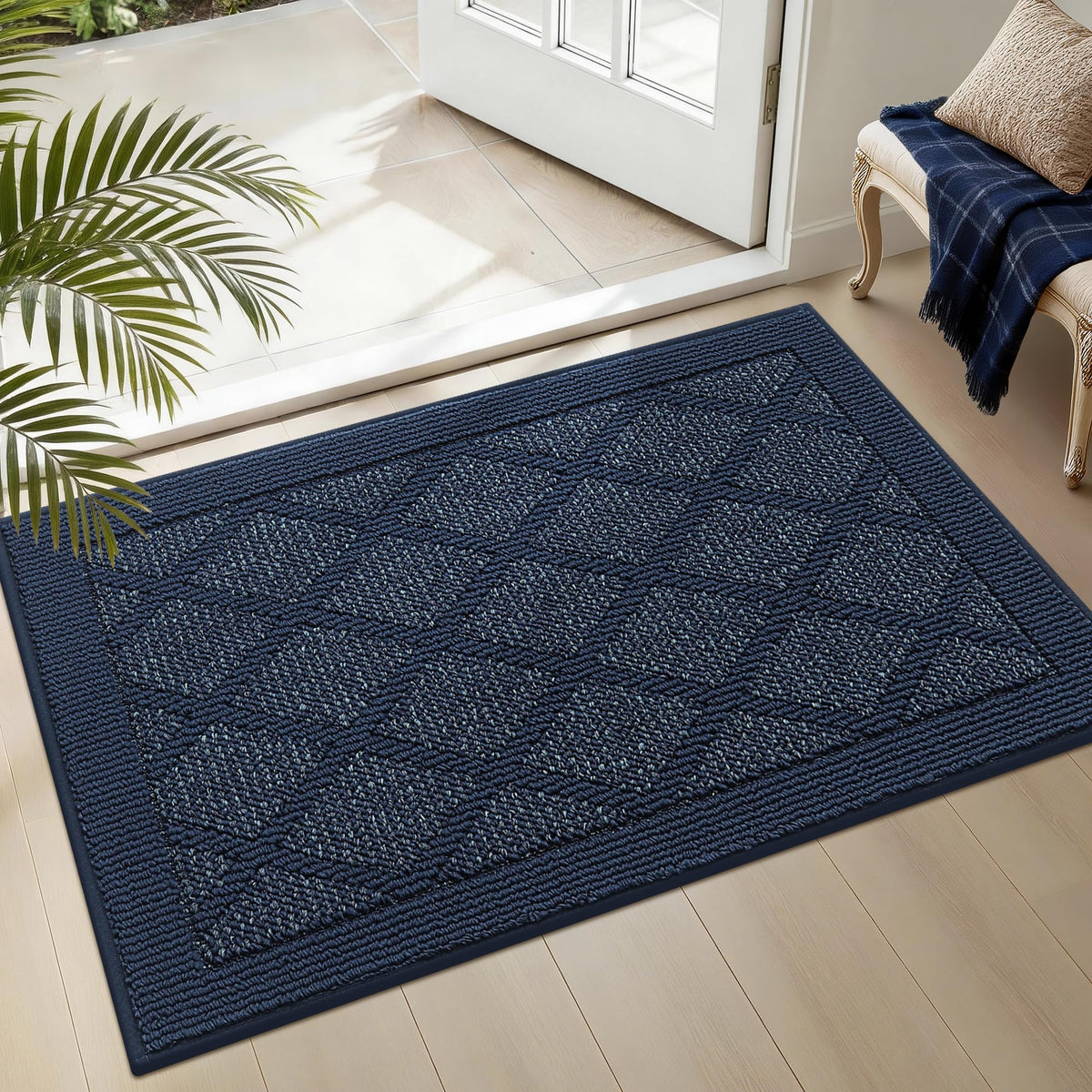 COSY HOMEER Non-Slip Door Mat 20"x32",Entryway Rugs Low Profile,Beige