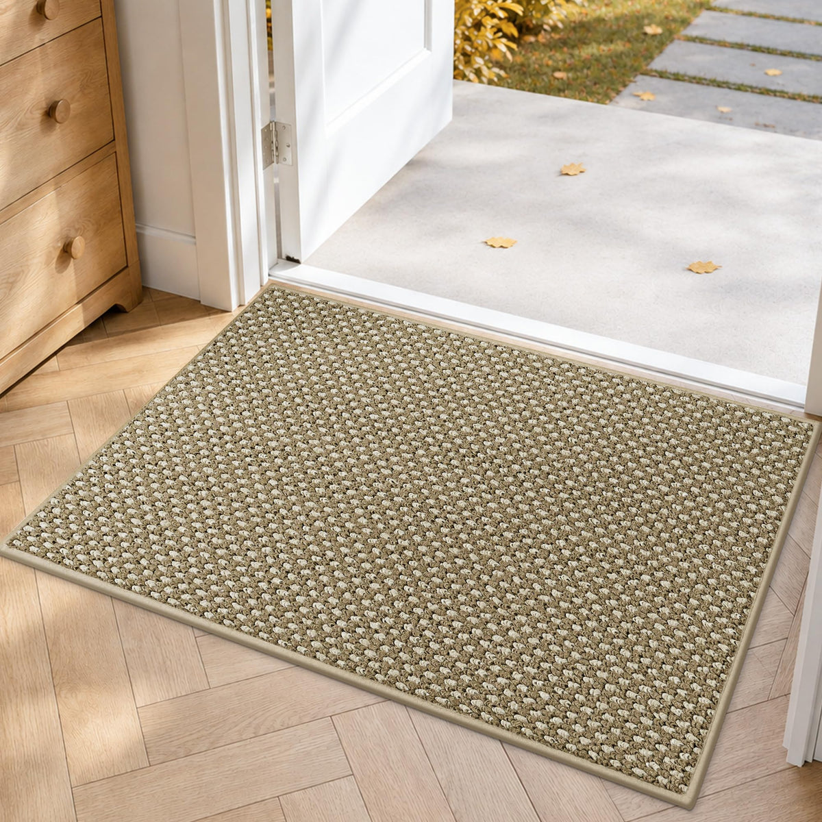 COSY HOMEER Door Mat Non-Slip Entryway Rugs Dirt Trapper, 17"x30", Beige