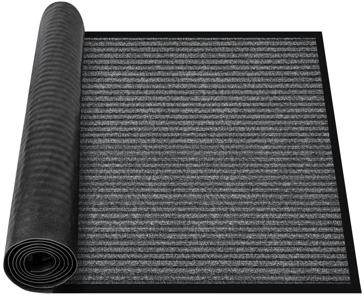 MYFAMIREA Commercial Floor Mat 3' x 5' Extra Large Front Door Industrial Rug Heavy Duty Brush Step Entrance Mat Weather Utility Rug with Non Slip Rubber Backing Low Profile for Entryway, Charcoal Grey