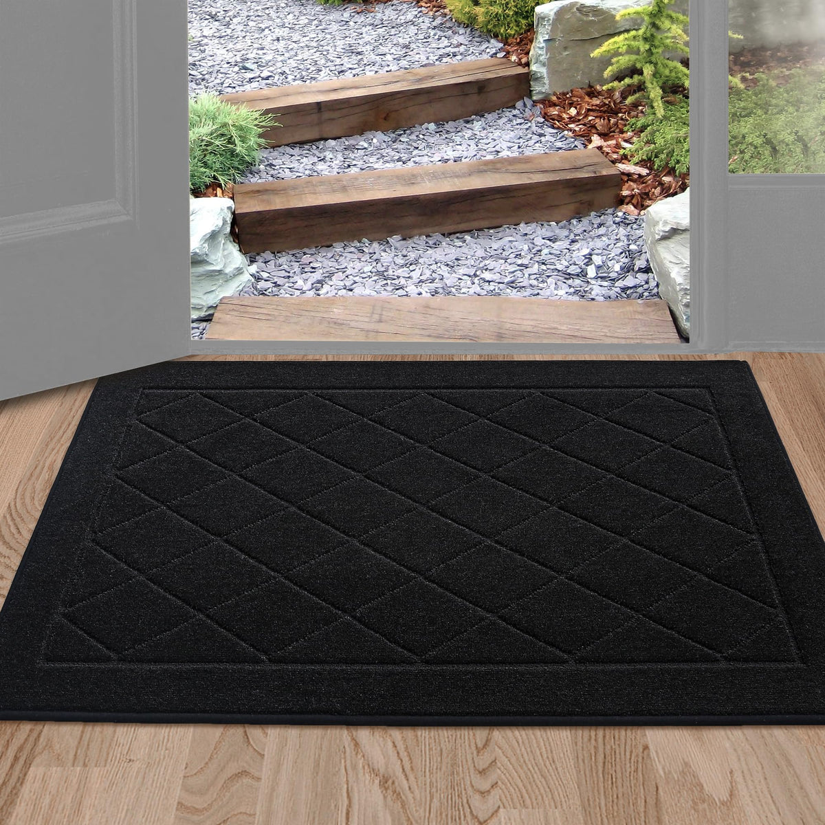 BEQHAUSE Dirt Trapper Door Mat 32" x 48", Doormat Non-Slip, Dark Grey
