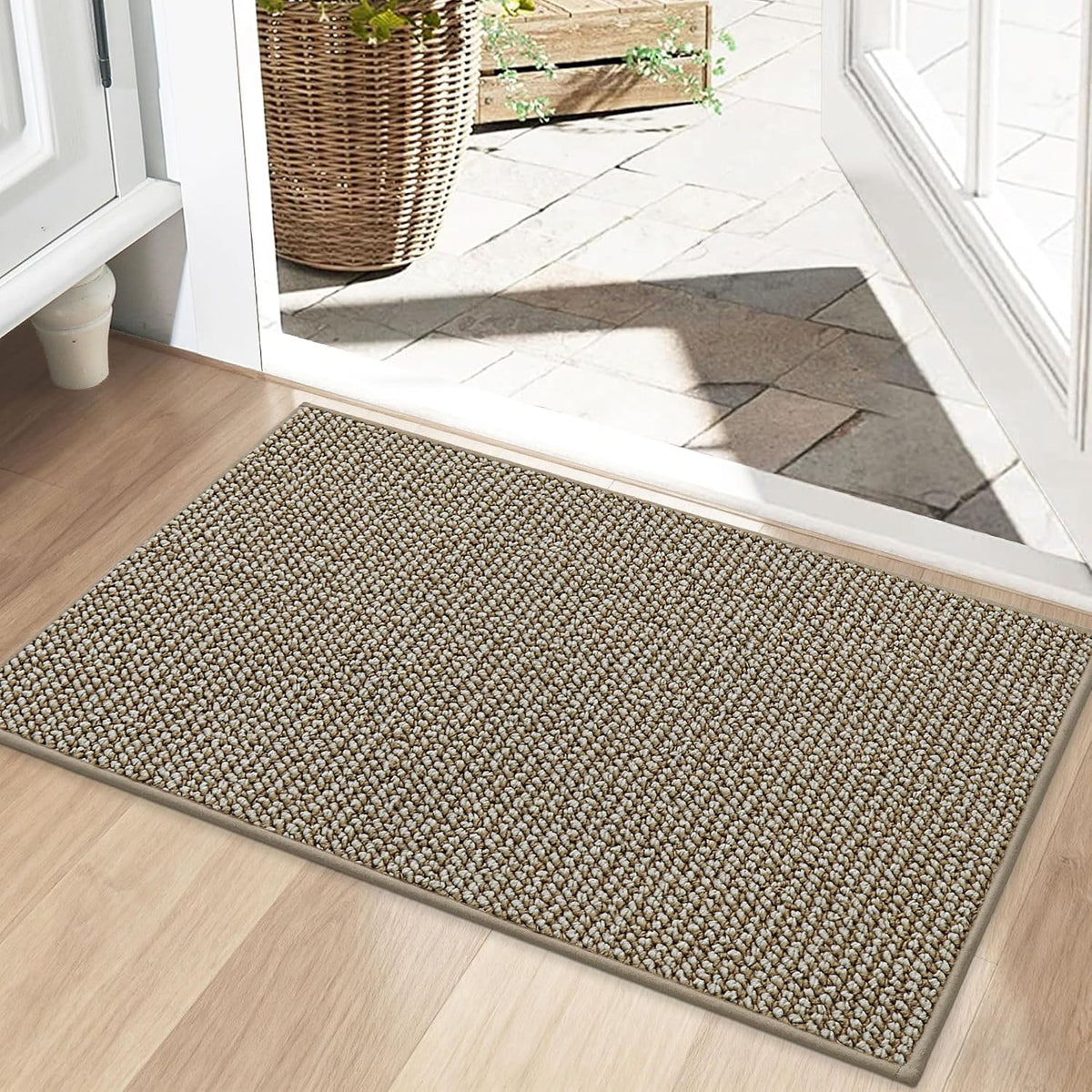 BEQHAUSE Dirt Trapper Door Mat 20" x 32", Non-Slip Washable, Light Beige