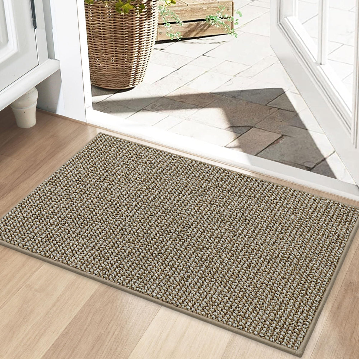 BEQHAUSE Dirt Trapper Door Mat 20" x 32", Non-Slip Washable Doormats, Brown