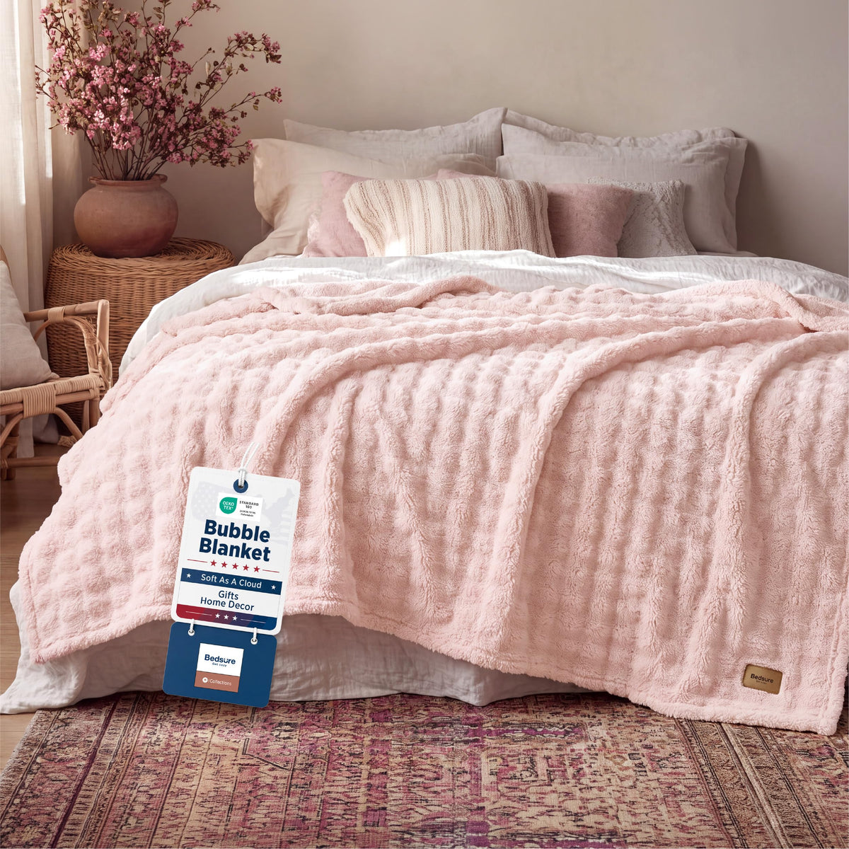Bedsure Cloud Bubble Blanket, Soft Cozy Throw, Off White, 50"×60"