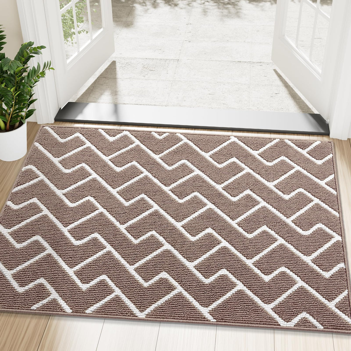 OLANLY Indoor Door Mat 32x20, Low-Profile Dirt Resistant Doormat, Grey