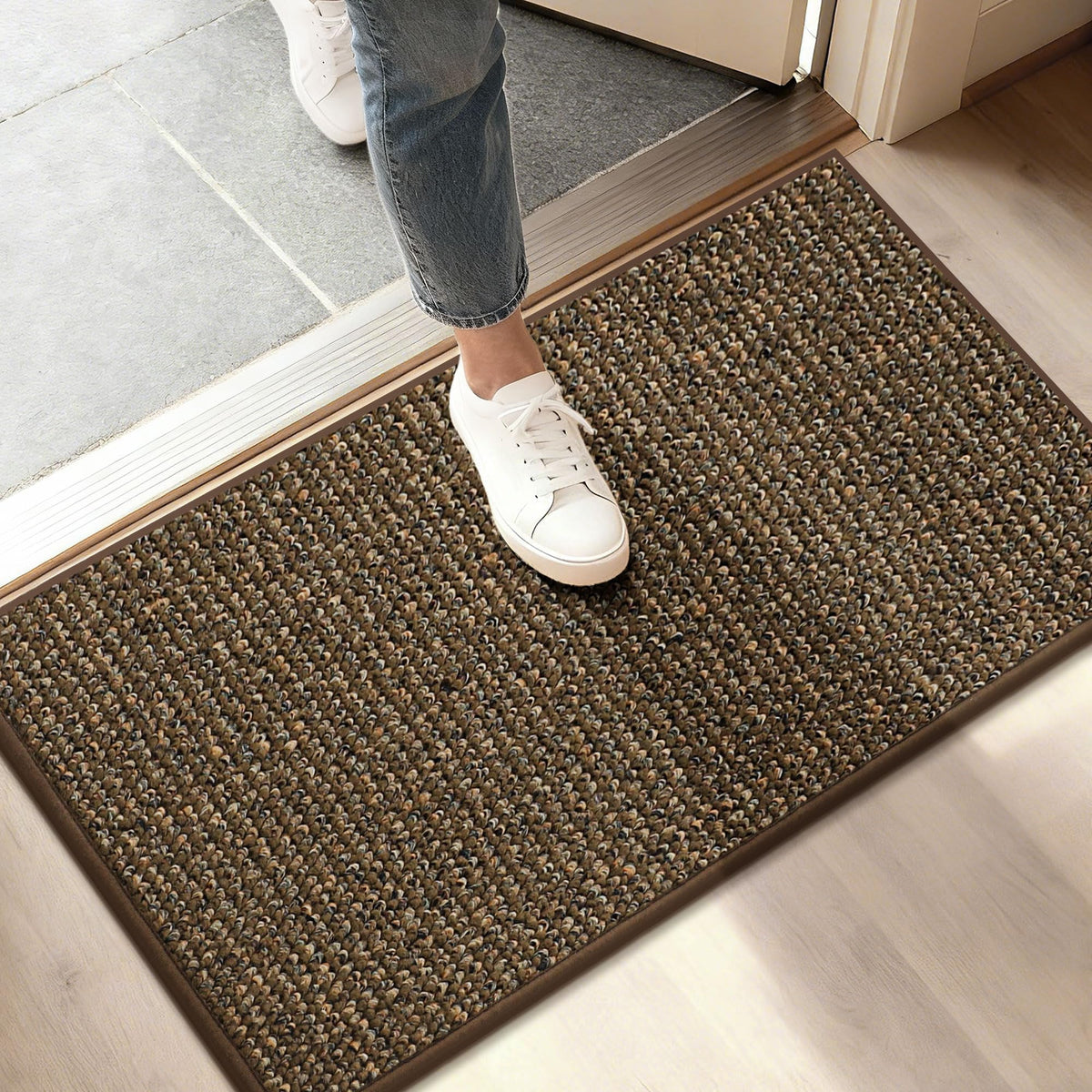 BEQHAUSE Dirt Trapper Door Mat 24" x 36", Non-Slip Washable Doormats, Beige